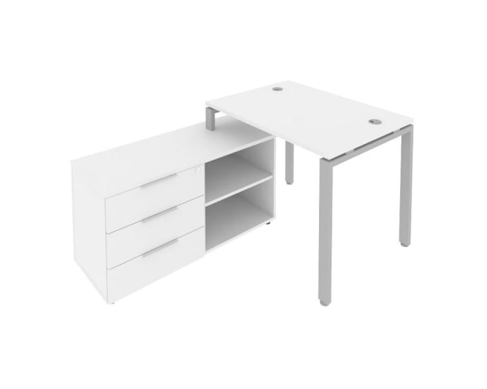 U-shaped metal frame workstation with supporting pedestal left 110x152x75 Metal System