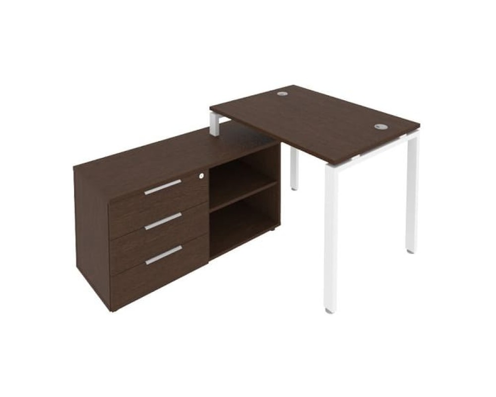 U-shaped metal frame workstation with supporting pedestal left 110x152x75 Metal System