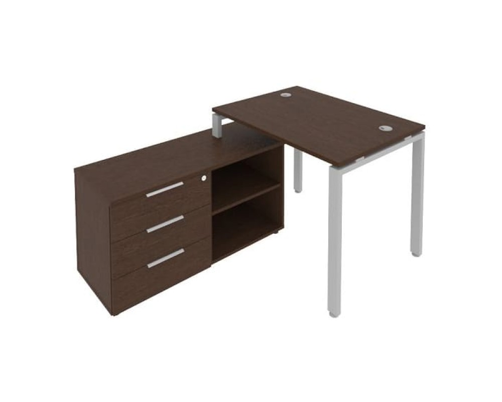 U-shaped metal frame workstation with supporting pedestal left 110x152x75 Metal System