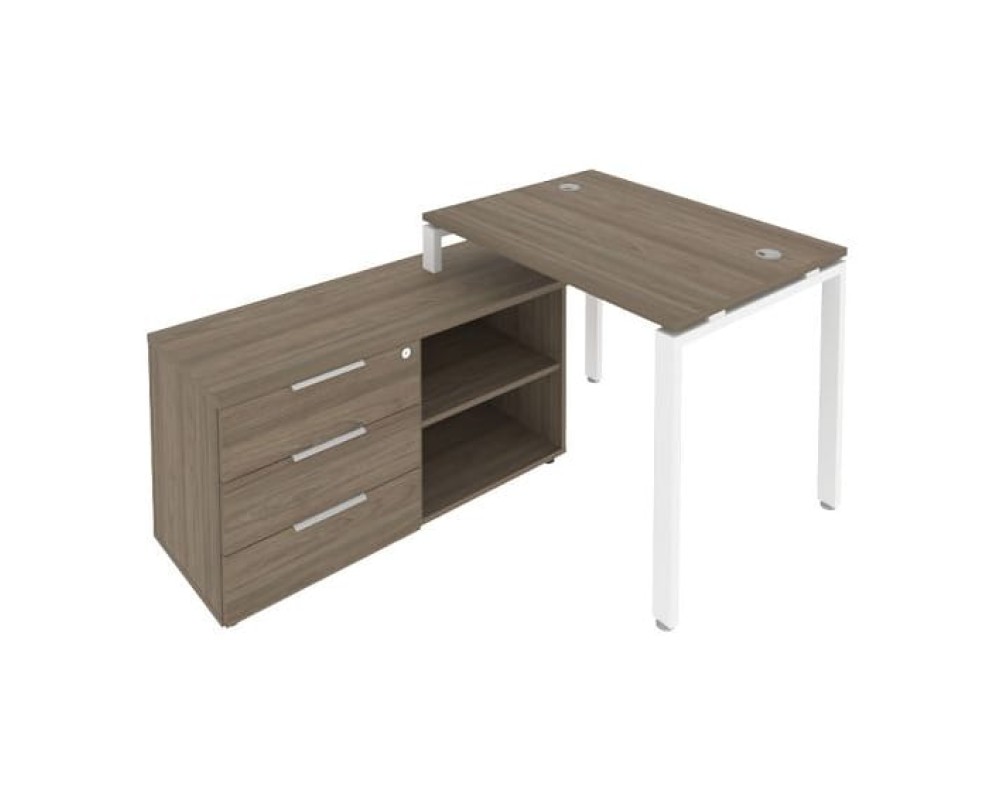 U-shaped metal frame workstation with supporting pedestal left 110x152x75 Metal System