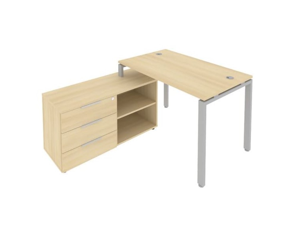 U-shaped metal frame workstation with supporting pedestal left 130x152x75 Metal System