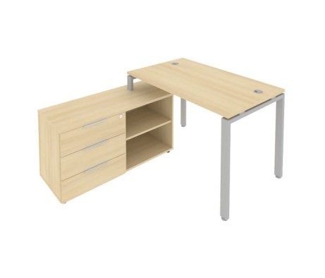 U-shaped metal frame workstation with supporting pedestal left 130x152x75 Metal System