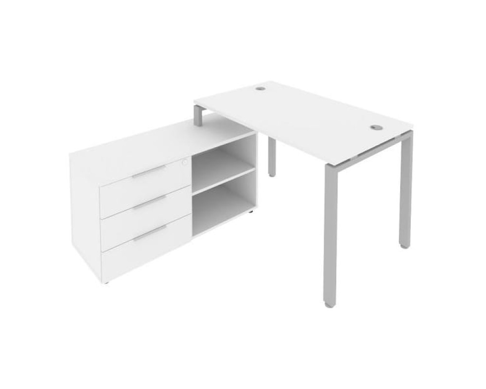 U-shaped metal frame workstation with supporting pedestal left 130x152x75 Metal System