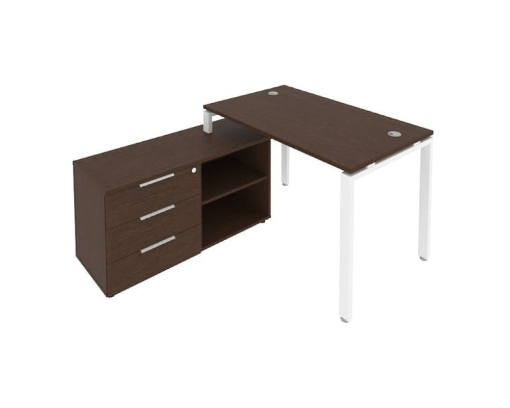 U-shaped metal frame workstation with supporting pedestal left 130x152x75 Metal System