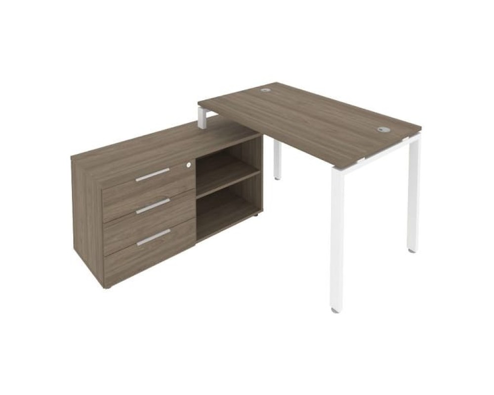 U-shaped metal frame workstation with supporting pedestal left 130x152x75 Metal System