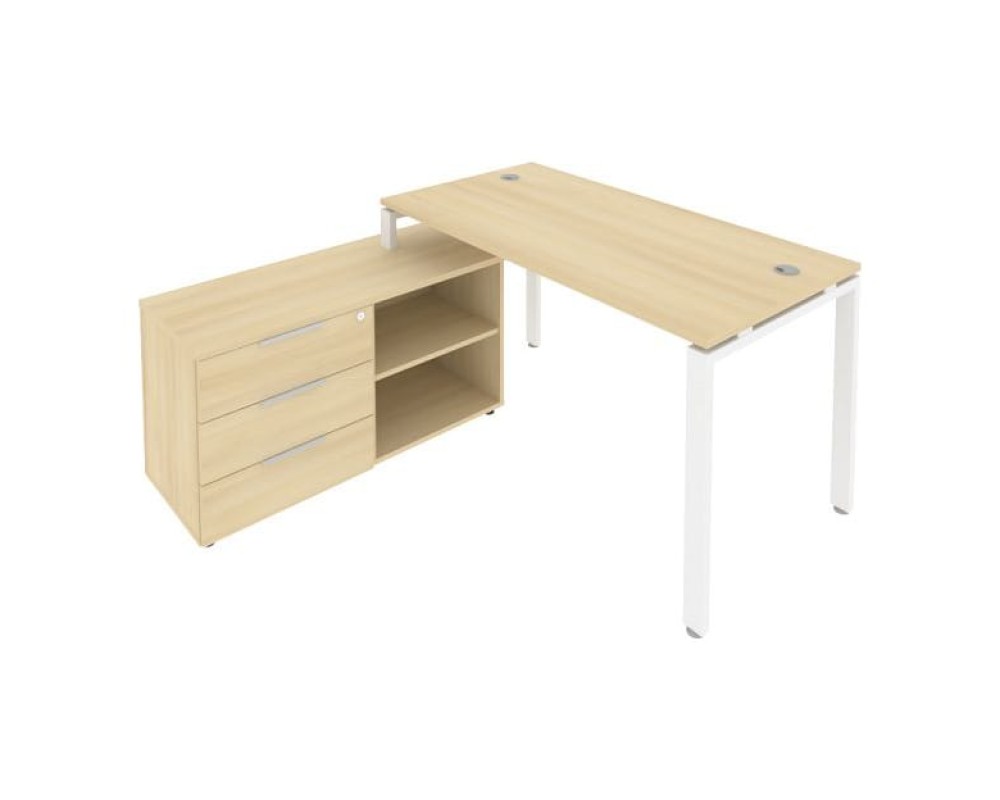 U-shaped workstation with left-hand support pedestal, 150x152x75mm, Metal System