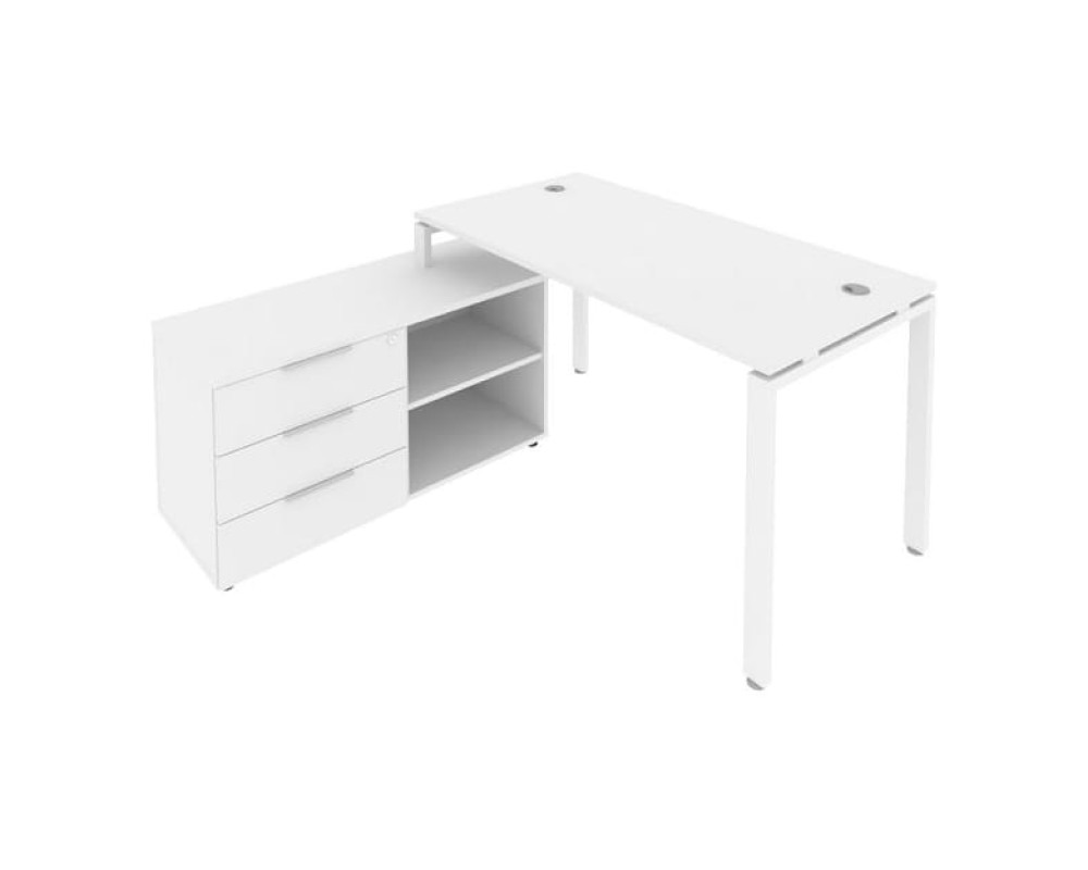 U-shaped workstation with left-hand support pedestal, 150x152x75mm, Metal System