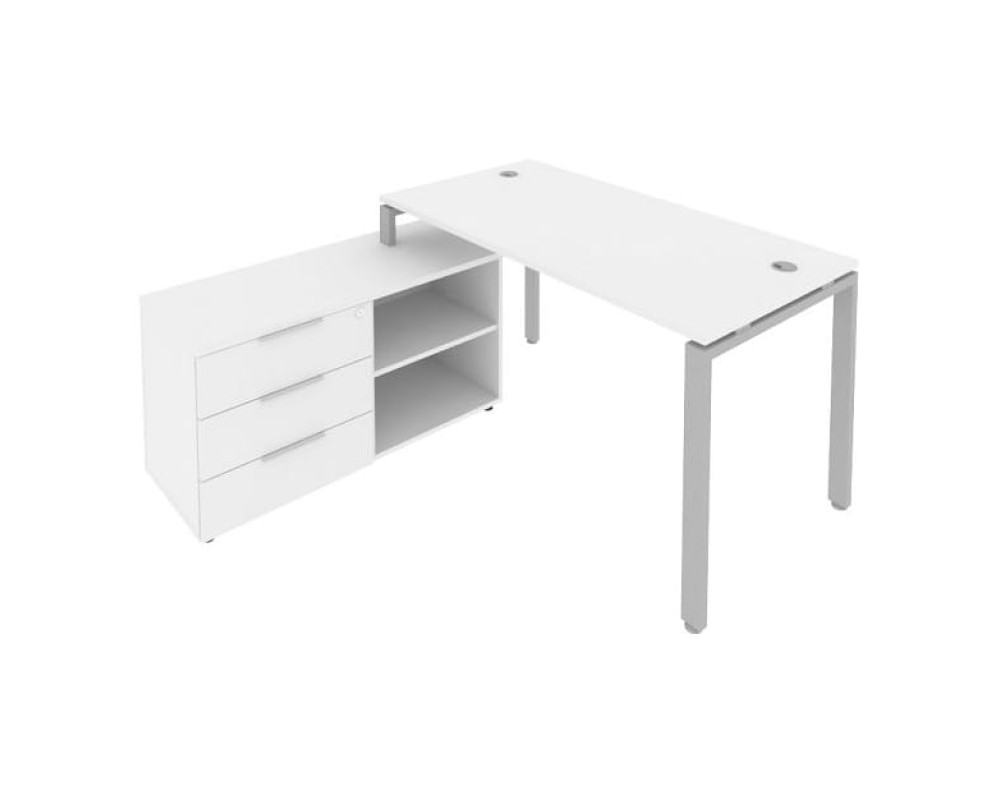 U-shaped workstation with left-hand support pedestal, 150x152x75mm, Metal System