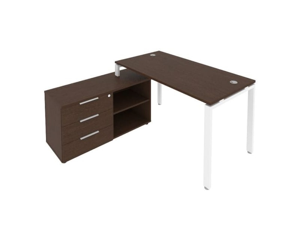 U-shaped workstation with left-hand support pedestal, 150x152x75mm, Metal System