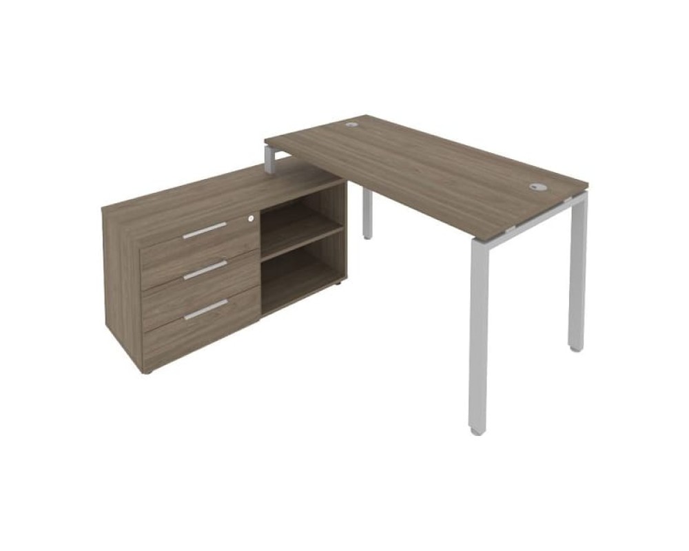 U-shaped workstation with left-hand support pedestal, 150x152x75mm, Metal System