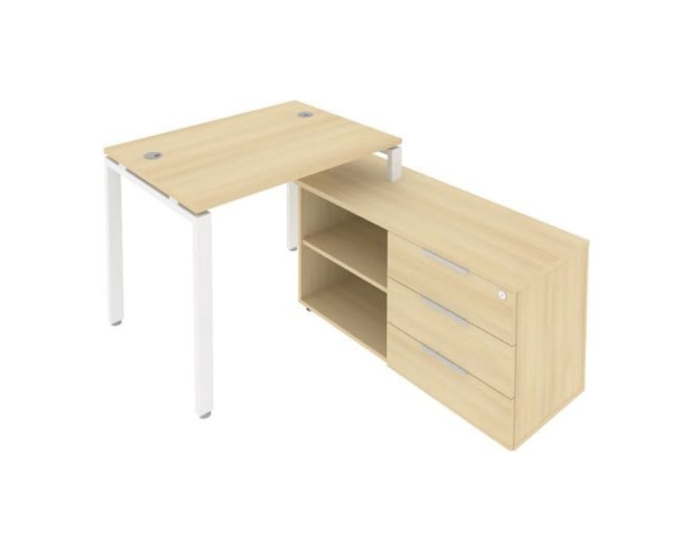 U-shaped metal frame workstation with supporting pedestal right 110x152x75 Metal System