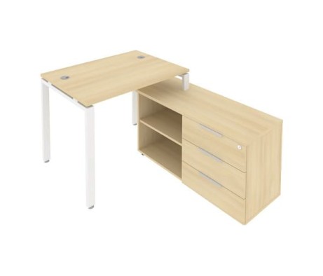 U-shaped metal frame workstation with supporting pedestal right 110x152x75 Metal System