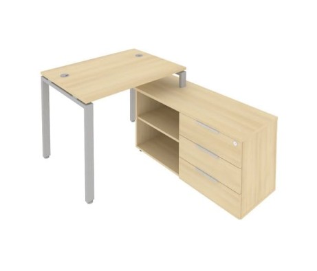 U-shaped metal frame workstation with supporting pedestal right 110x152x75 Metal System