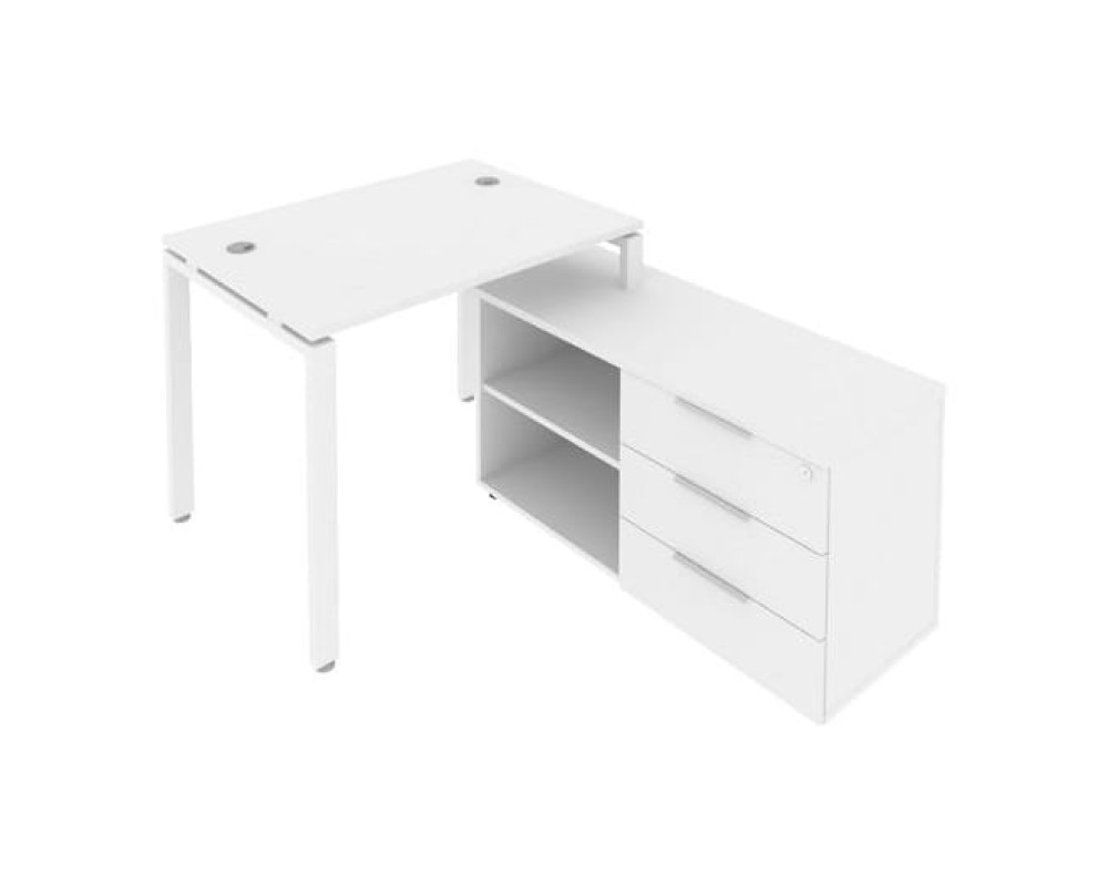 U-shaped metal frame workstation with supporting pedestal right 110x152x75 Metal System