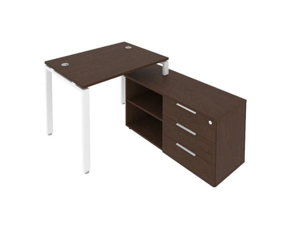 U-shaped metal frame workstation with supporting pedestal right 110x152x75 Metal System