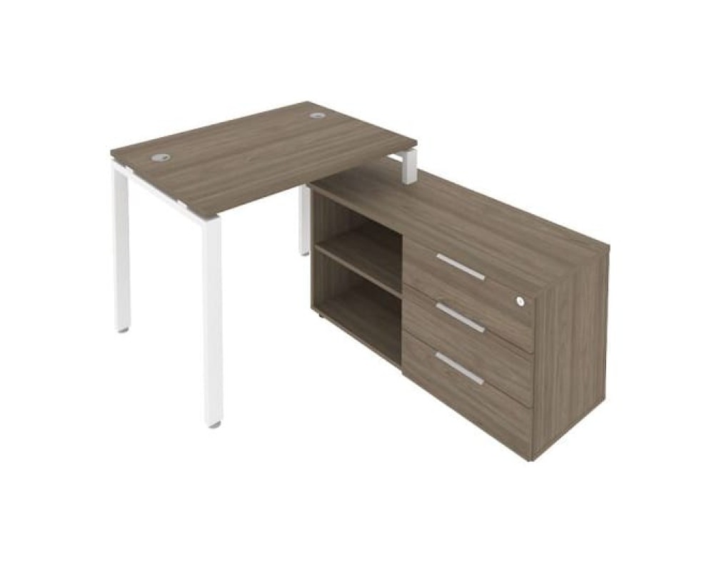 U-shaped metal frame workstation with supporting pedestal right 110x152x75 Metal System