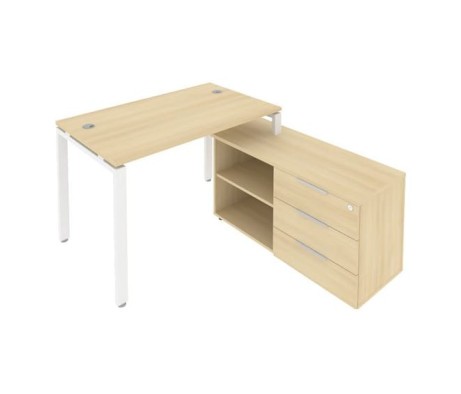 U-shaped metal frame workstation with Right-hand support pedestal, 130x152x75mm, Metal System