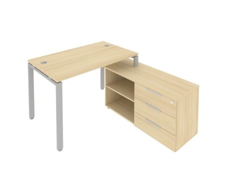 U-shaped metal frame workstation with Right-hand support pedestal, 130x152x75mm, Metal System