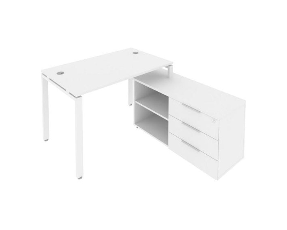 U-shaped metal frame workstation with Right-hand support pedestal, 130x152x75mm, Metal System