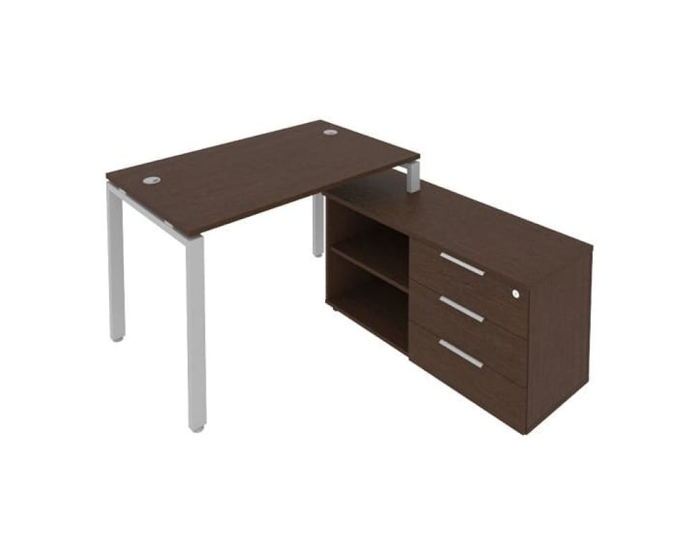 U-shaped metal frame workstation with Right-hand support pedestal, 130x152x75mm, Metal System