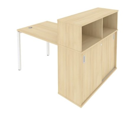 Desk on a U-shaped metal frame with a supporting wardrobe, 141x112x109.8, Metal System