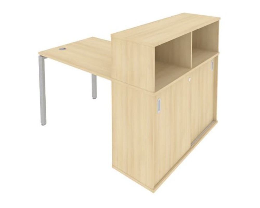 Desk on a U-shaped metal frame with a supporting wardrobe, 141x112x109.8, Metal System