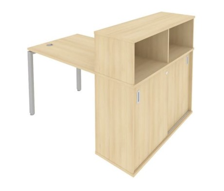 Desk on a U-shaped metal frame with a supporting wardrobe, 141x112x109.8, Metal System