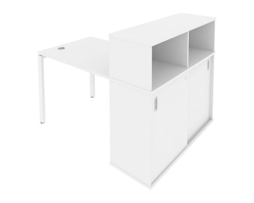 Desk on a U-shaped metal frame with a supporting wardrobe, 141x112x109.8, Metal System