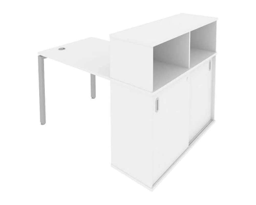 Desk on a U-shaped metal frame with a supporting wardrobe, 141x112x109.8, Metal System