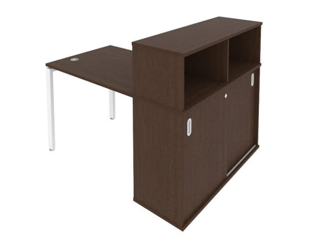 Desk on a U-shaped metal frame with a supporting wardrobe, 141x112x109.8, Metal System