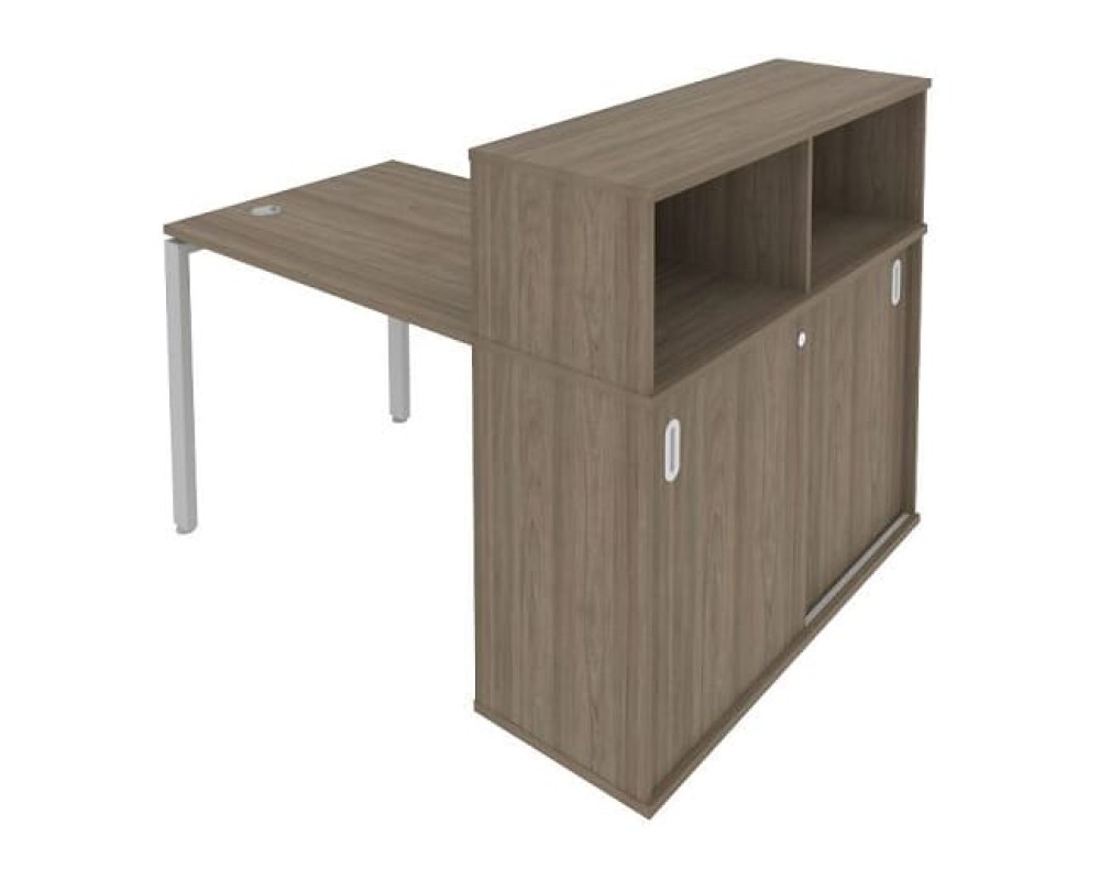 Desk on a U-shaped metal frame with a supporting wardrobe, 141x112x109.8, Metal System