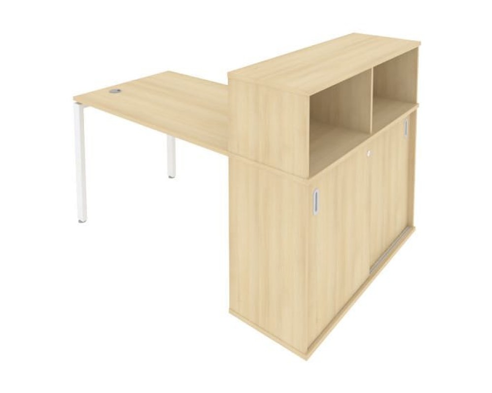 Desk on a U-shaped metal frame with a supporting wardrobe, 161x112x109.8, Metal System