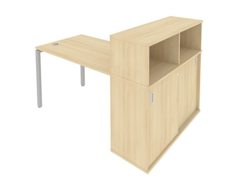Desk on a U-shaped metal frame with a supporting wardrobe, 161x112x109.8, Metal System