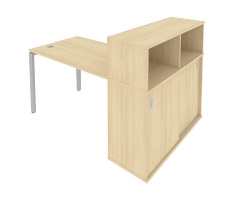Desk on a U-shaped metal frame with a supporting wardrobe, 161x112x109.8, Metal System
