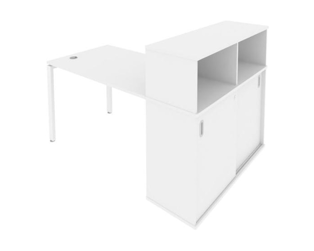 Desk on a U-shaped metal frame with a supporting wardrobe, 161x112x109.8, Metal System