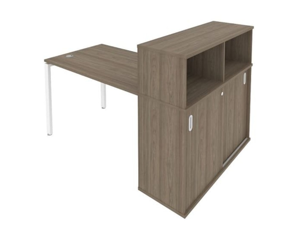 Desk on a U-shaped metal frame with a supporting wardrobe, 161x112x109.8, Metal System