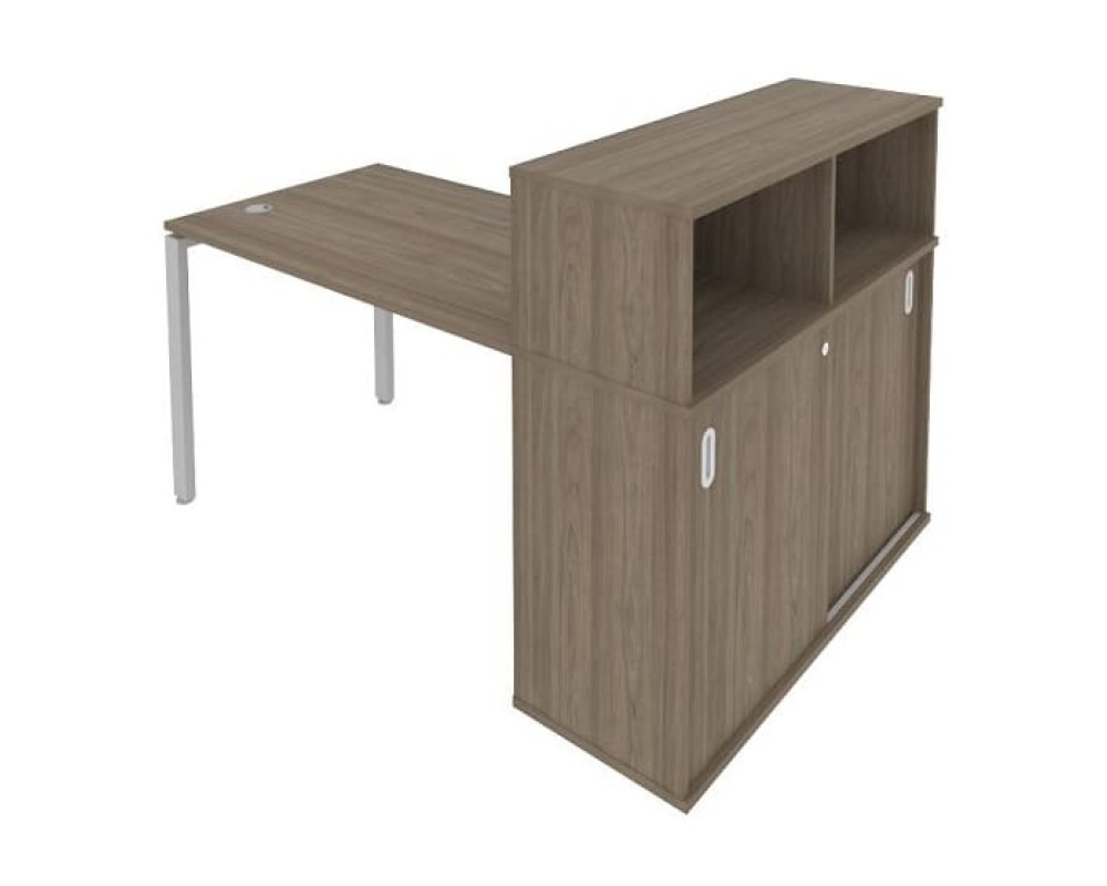 Desk on a U-shaped metal frame with a supporting wardrobe, 161x112x109.8, Metal System