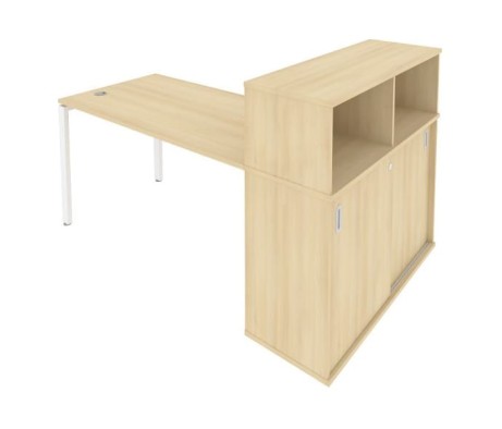 Desk on a U-shaped metal frame with a supporting wardrobe, 181x112x109.8, Metal System