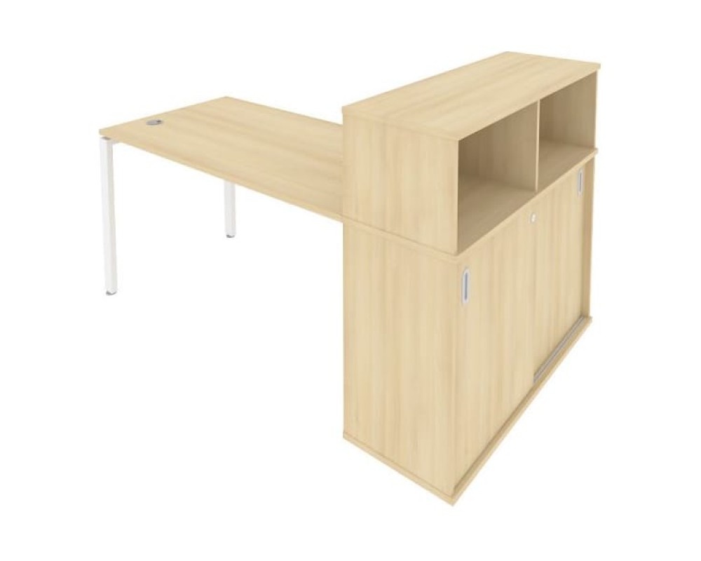 Desk on a U-shaped metal frame with a supporting wardrobe, 181x112x109.8, Metal System