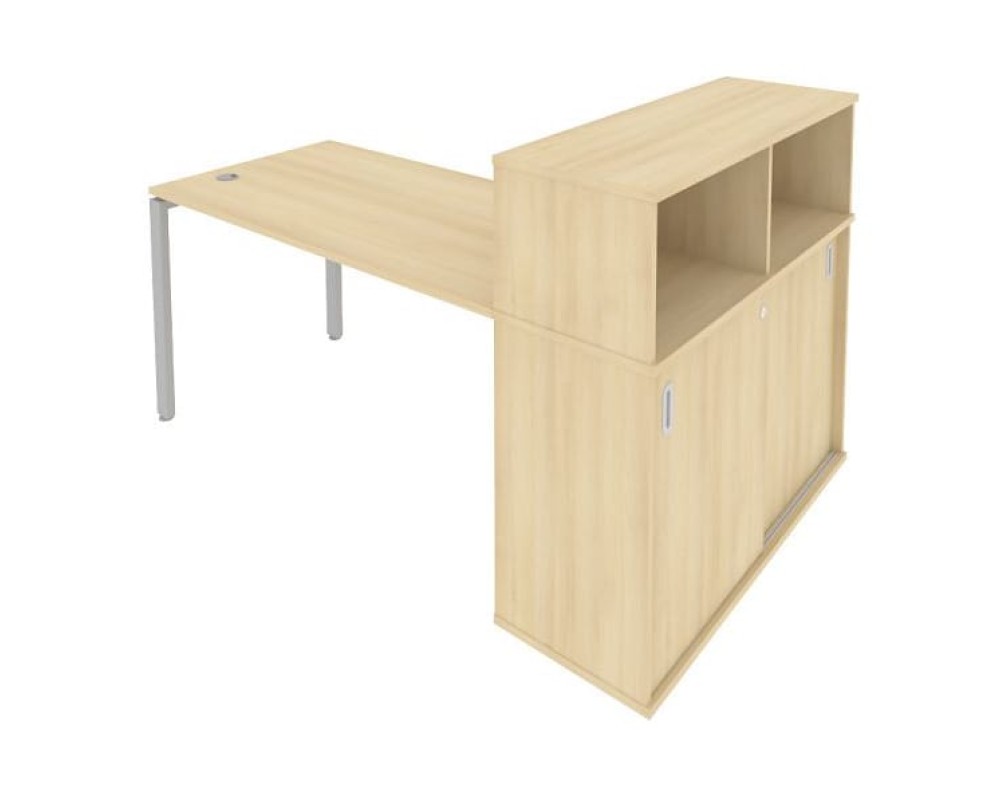 Desk on a U-shaped metal frame with a supporting wardrobe, 181x112x109.8, Metal System