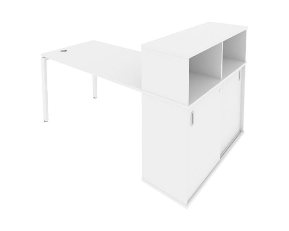 Desk on a U-shaped metal frame with a supporting wardrobe, 181x112x109.8, Metal System