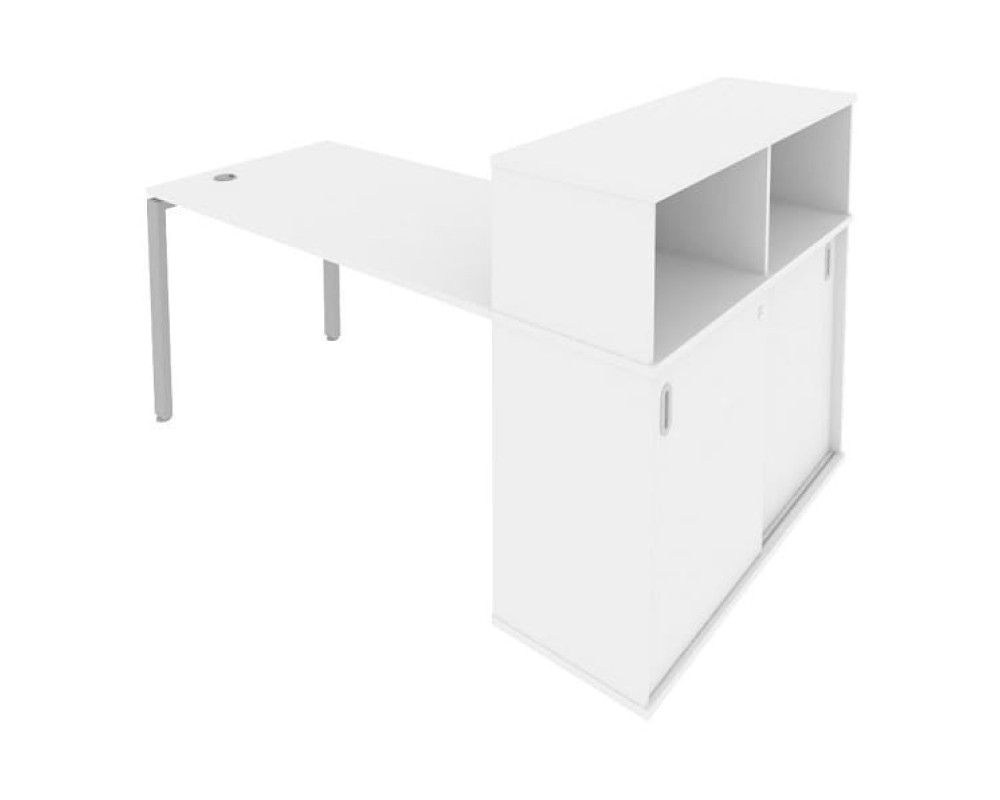 Desk on a U-shaped metal frame with a supporting wardrobe, 181x112x109.8, Metal System