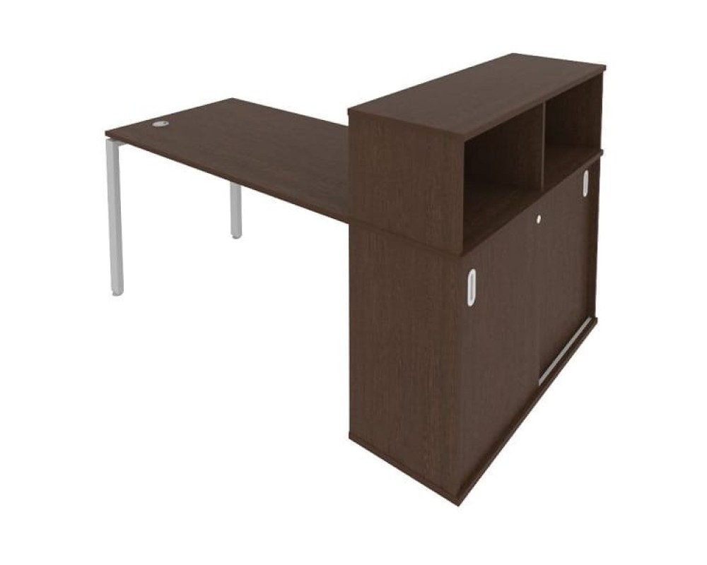 Desk on a U-shaped metal frame with a supporting wardrobe, 181x112x109.8, Metal System