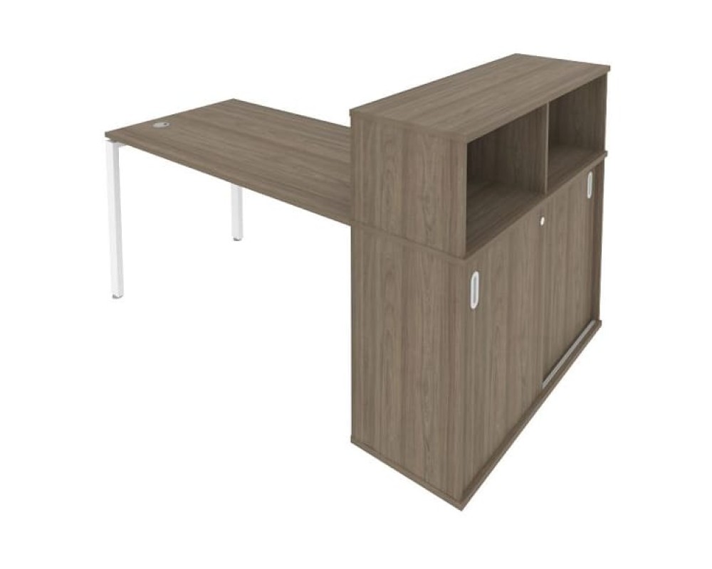 Desk on a U-shaped metal frame with a supporting wardrobe, 181x112x109.8, Metal System