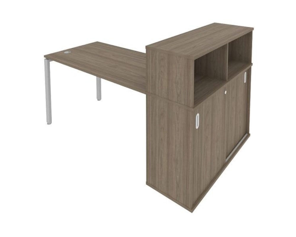 Desk on a U-shaped metal frame with a supporting wardrobe, 181x112x109.8, Metal System