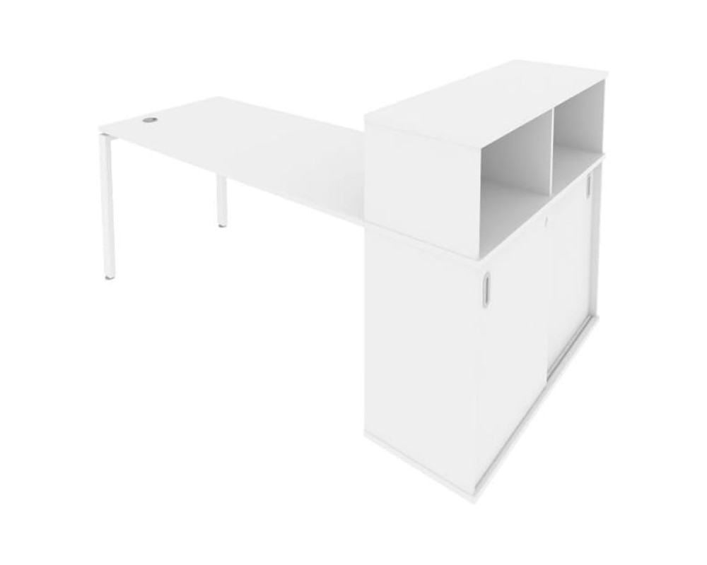 Desk on a U-shaped metal frame with a supporting wardrobe, 201x112x109.8, Metal System