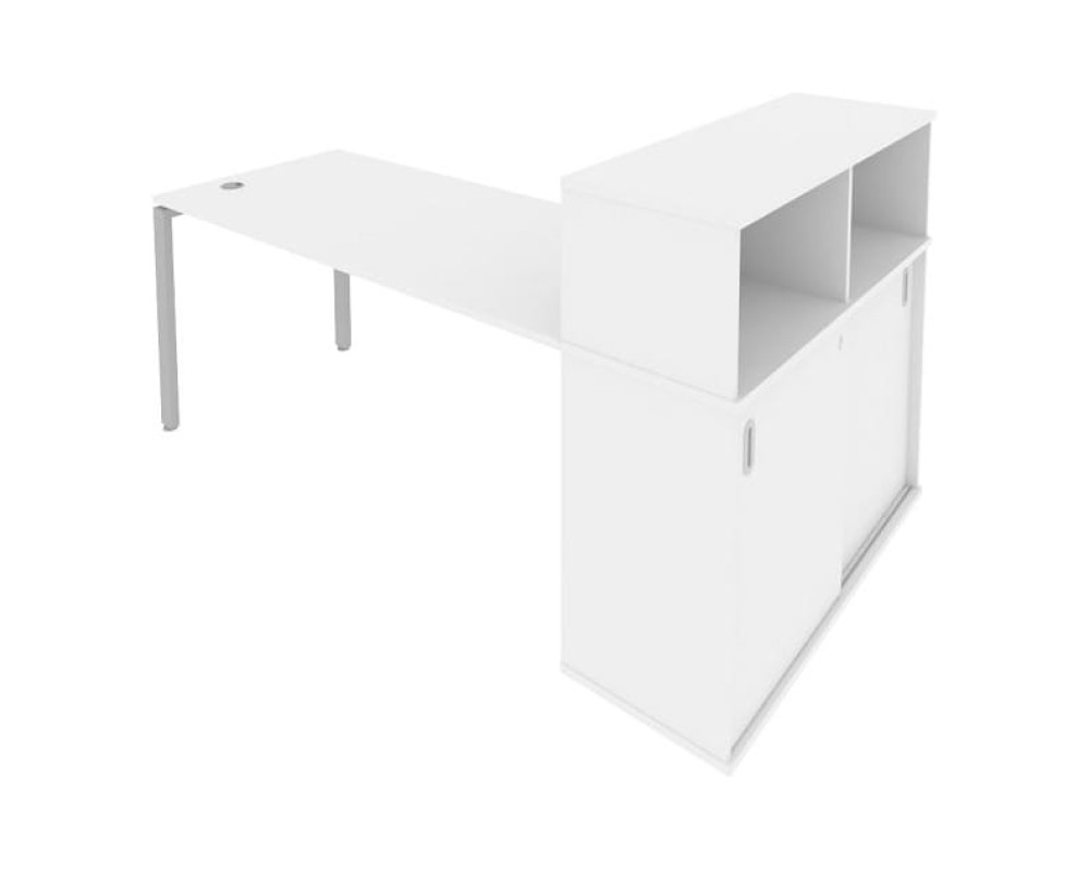 Desk on a U-shaped metal frame with a supporting wardrobe, 201x112x109.8, Metal System