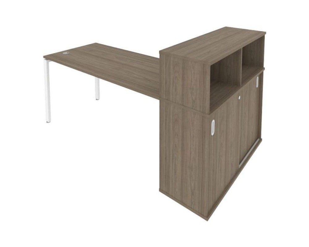 Desk on a U-shaped metal frame with a supporting wardrobe, 201x112x109.8, Metal System