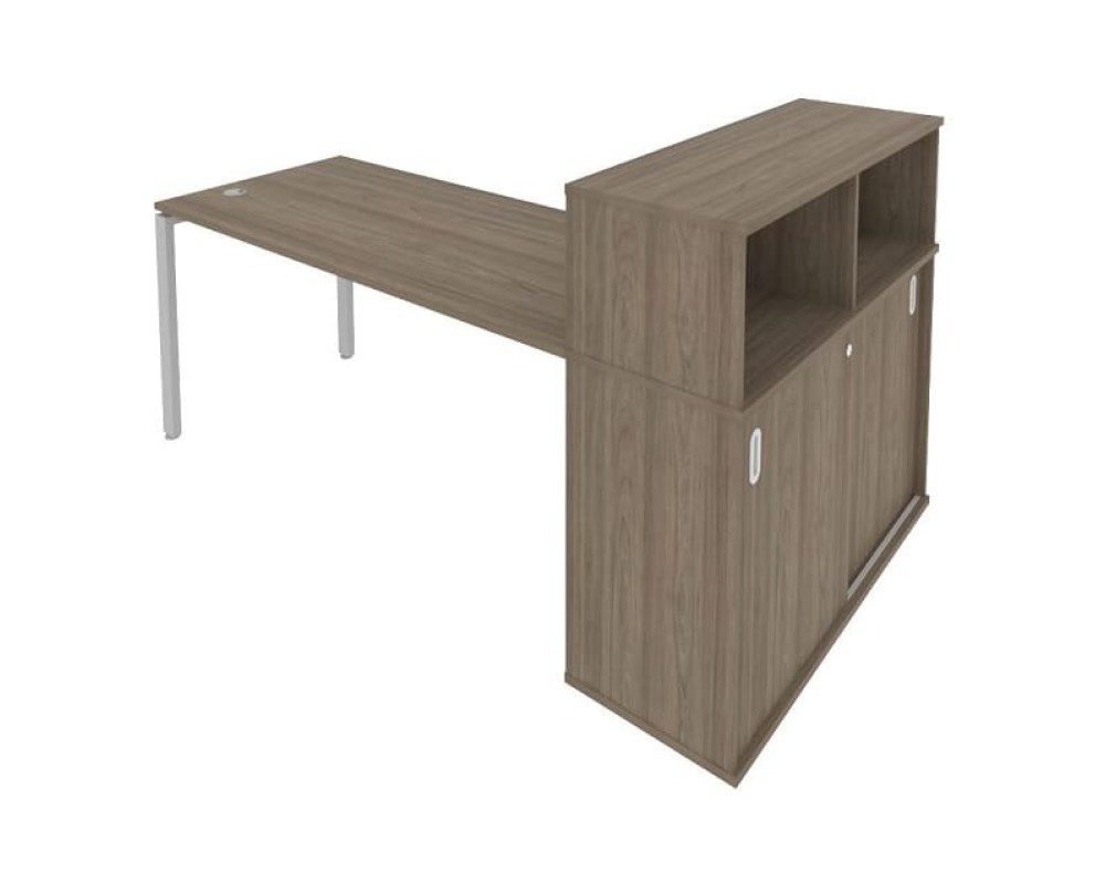 Desk on a U-shaped metal frame with a supporting wardrobe, 201x112x109.8, Metal System