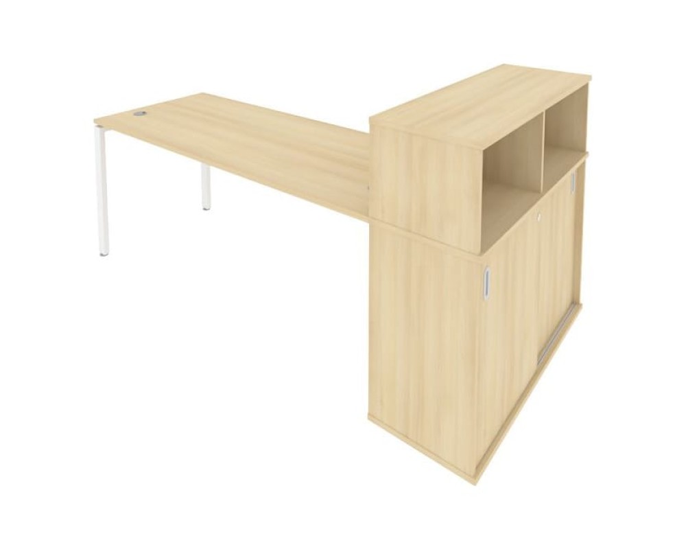 Desk on a U-shaped metal frame with a supporting wardrobe, 221x112x109.8, Metal System